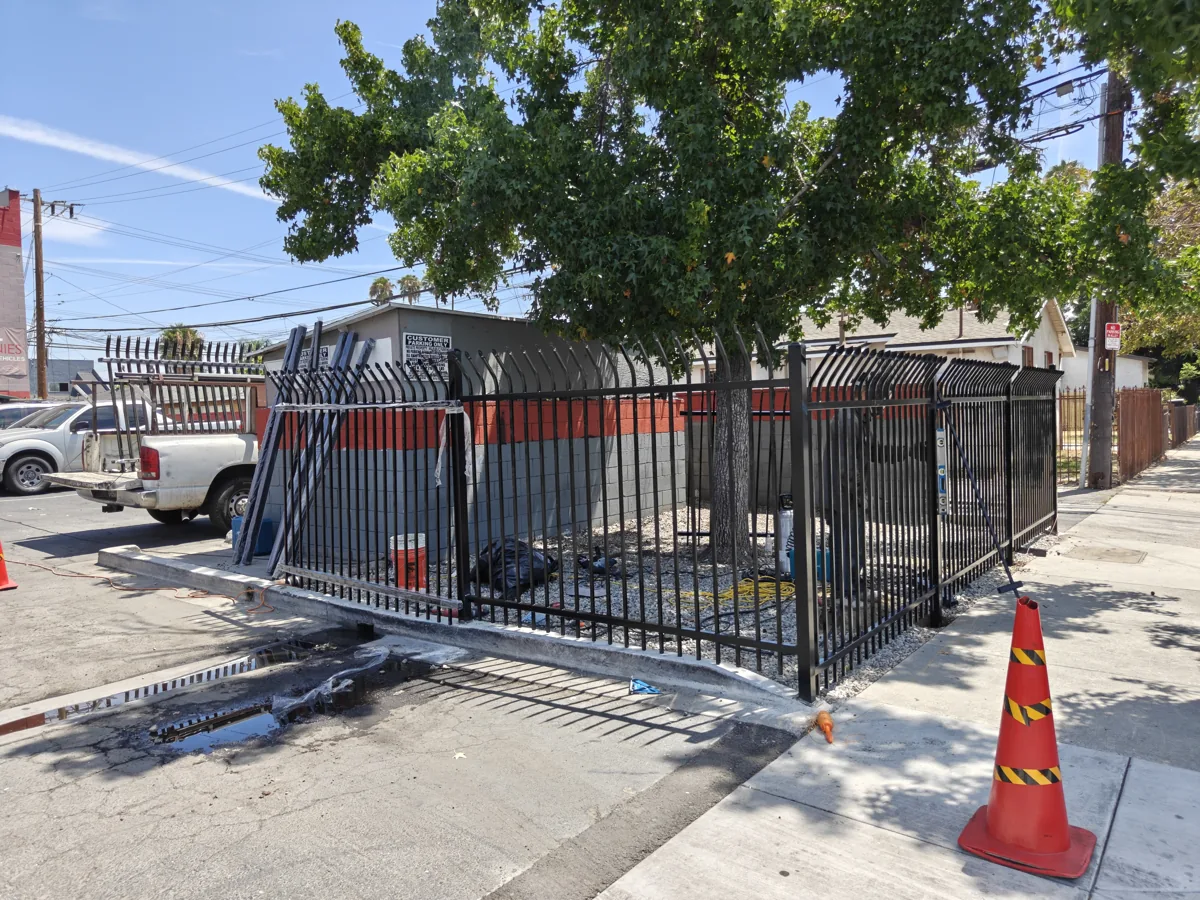Commercial steel security fence — a real Apexguard Fence project, the same build we install for Pomona, CA businesses